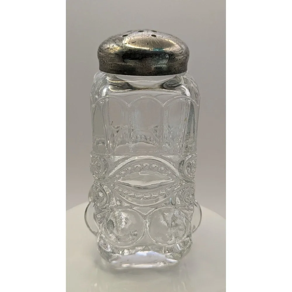 Mosser Glass Crystal‎ Opalescent Salt Pepper Shaker Eye Winker Pattern